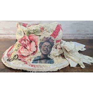 OOAK Magnolia Boho Quilt Top Hat Indie Upcycled Sparrow Frida Cat Adjustable S-L